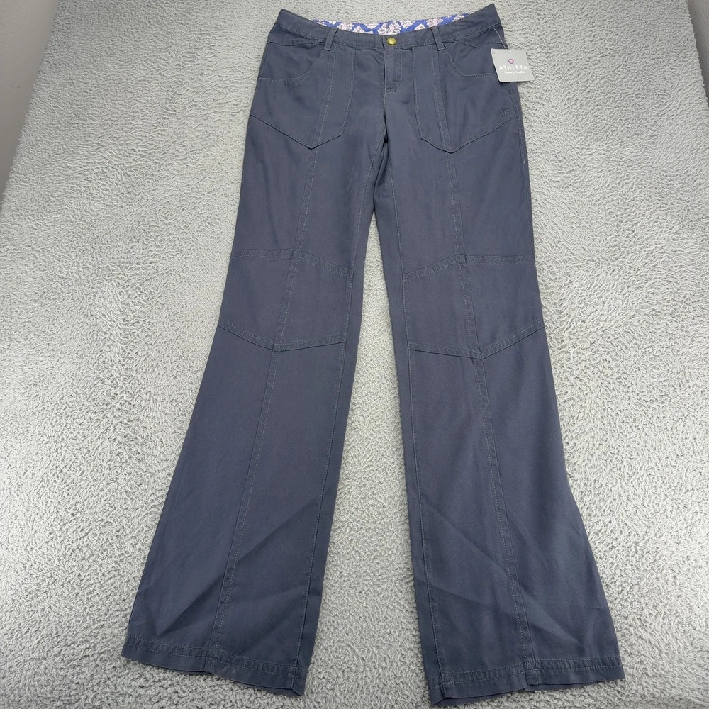 Athleta Albion Pants Womens 8 Tall Gray Hiking Travel Straight Leg Stretch NWT
